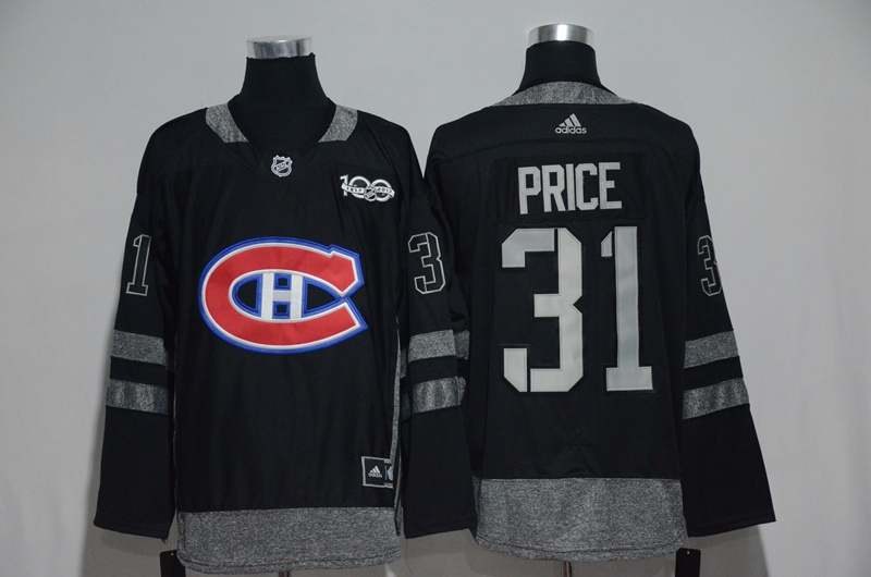 NHL Montreal Canadiens #31 Price Black 1917-2017 100th Anniversary Stitched Jersey->->NHL Jersey